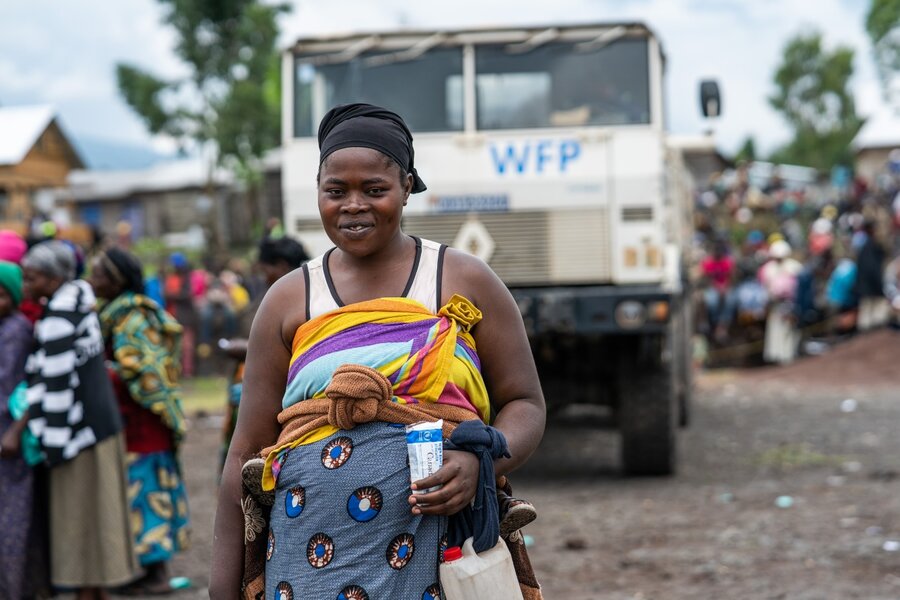 Dorati Ndagisa is grateful for WFP's food assistance, but feels helpless about eastern DRC's ongoing conflict. Photo: WFP/Michael Castofas